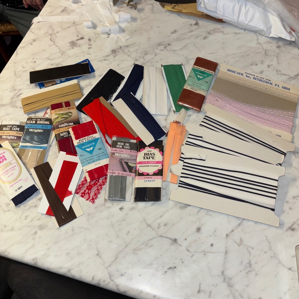 Vintage Sewing Notions Lot Wrights Bias Tape Seam Binding Hem Facing Lace Trim